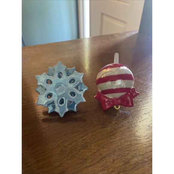 nora fleming Other - 2 Nora Fleming Christmas Minis Red Striped Ornament & Snowflake